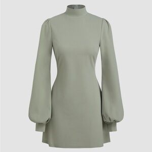 Cider Baloon Sleeve Sage Green Mini Dress small